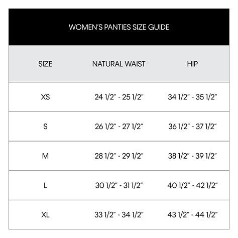 calvin klein ladies underwear size chart.